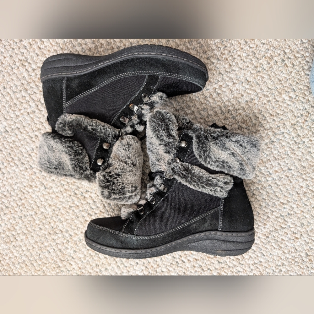 Women's Aetrex Fiona Lace Up Fur Boots Size 7.5-8 - Picture 1 of 5